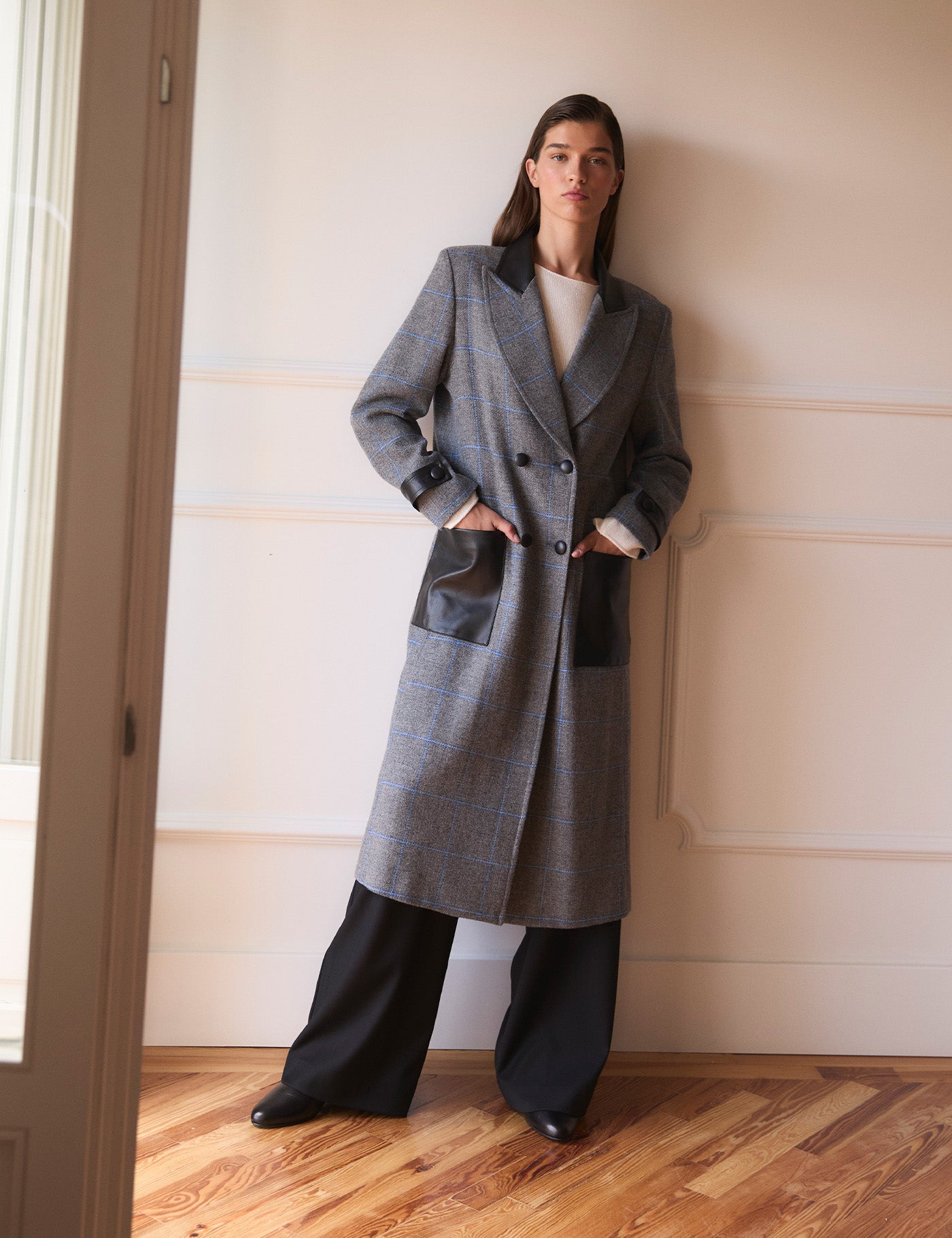 ジャケット・アウター SOFT WOOL TAILOR COAT eaphi gray Tailor Grey & Black Coat by PARIS/64
