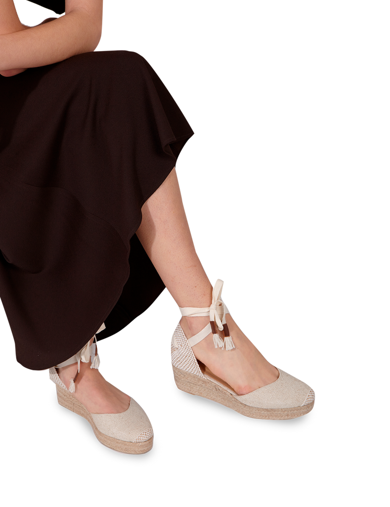 Alpargata Mini Bianca Rafia & Chocolate - PARIS/64