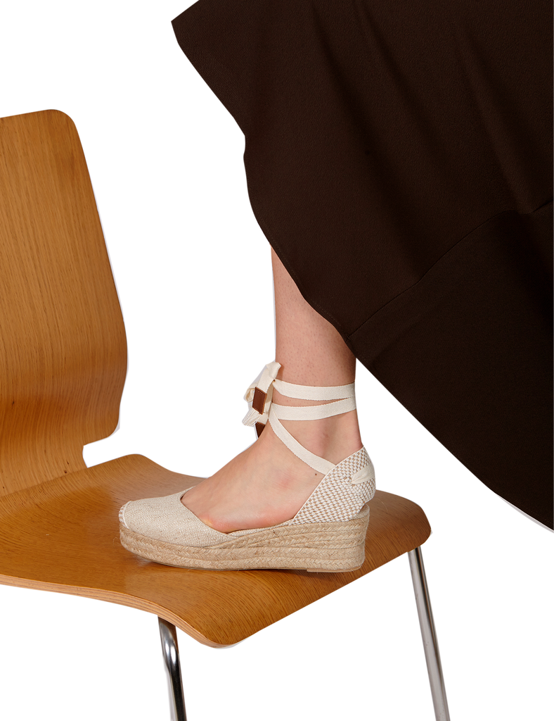 Alpargata Mini Bianca Rafia & Chocolate - PARIS/64