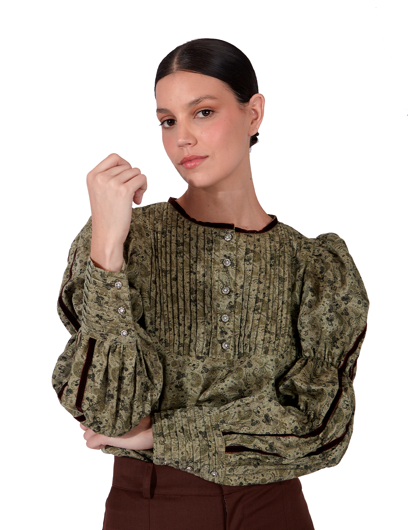 Marguerite Paisley Green Blouse by PARIS/64