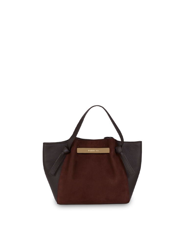 PARIS64 ダークブラウン スエード ハンドバッグ Bolsos de Ante by PARIS/64
