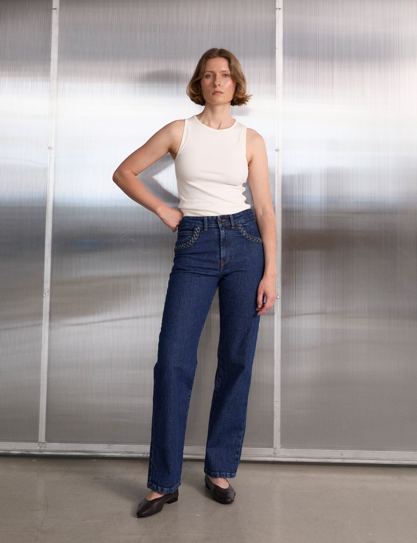 値下げpoisデニム　34サイズブルー Denim P64 Dark Blue Pants by PARIS/64